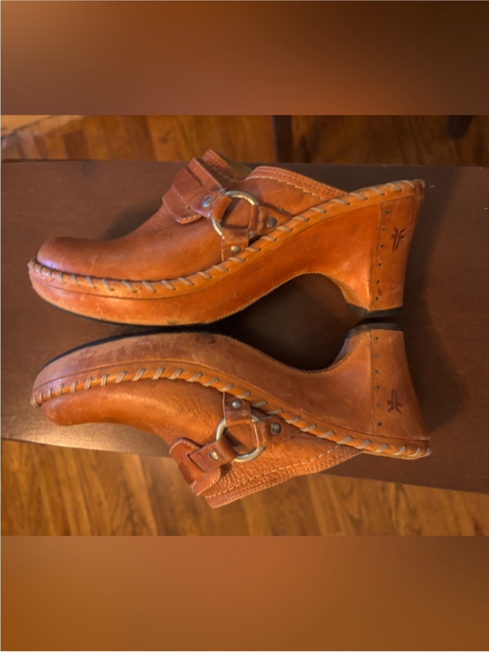 Frye leather Harness mule clogs Sz 8.5 - Picture 6 of 9